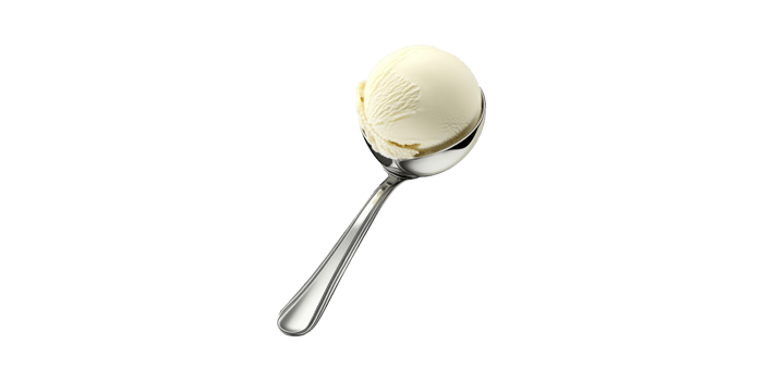 Scoop Of Vanilla Ice Cream Silver Spoon. Dessert And Culinary Delight Isolated On Transparent Background png