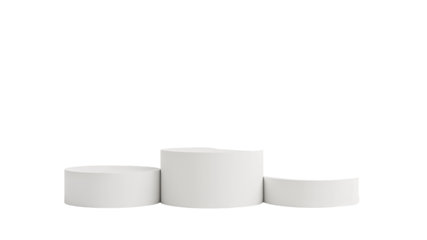 Minimalist white cylinder podium display on isolated transparent backdrop for product showcasing, png