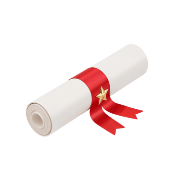 Stylized Graduation Scroll Embellished with a Star and Crimson Ribbon Symbolizing Achievement png