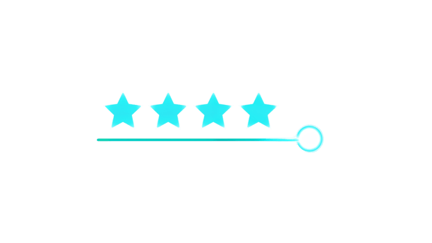 Luminescent four stars rating indicator with a sliding control element design png
