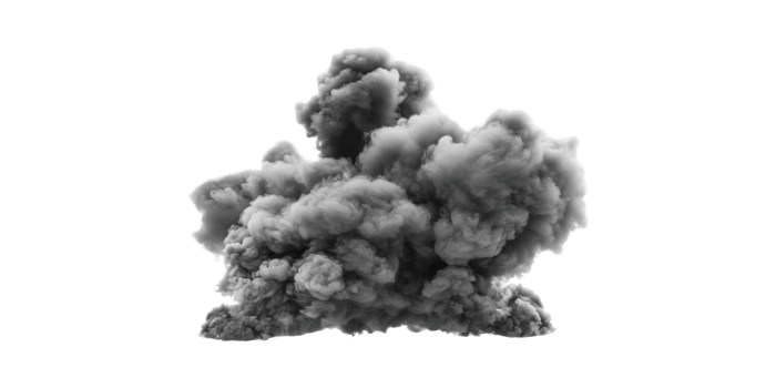 Large Cloud Of Black Smoke. Pollution And Environmental Impact Isolated On Transparent Background png