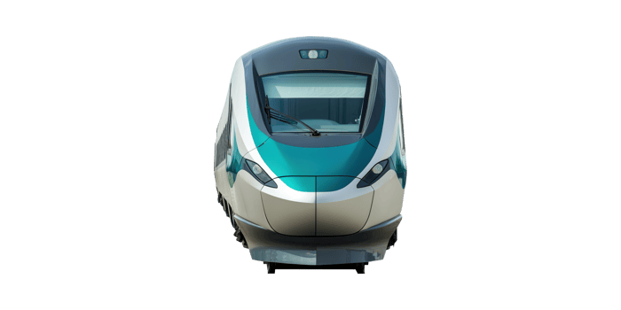 Modern High-Speed Train Front View. Advanced Transportation And Rail Technology Isolated On Transparent Background png