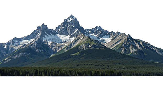 Majestic Mountain Range Scene with Forest and Transparent Isolated Configuration png
