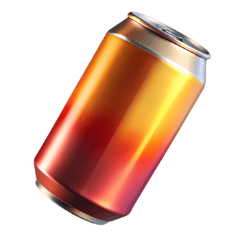 Shiny metallic soda can with gradient colors isolated on transparent background png