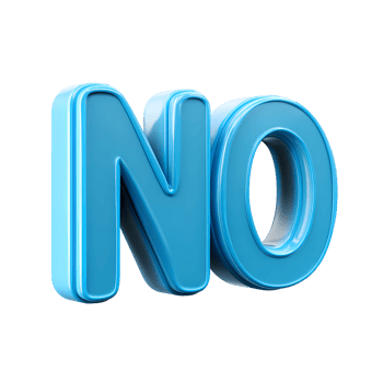 Blue 3D NO Text Isolated on Transparent Background png