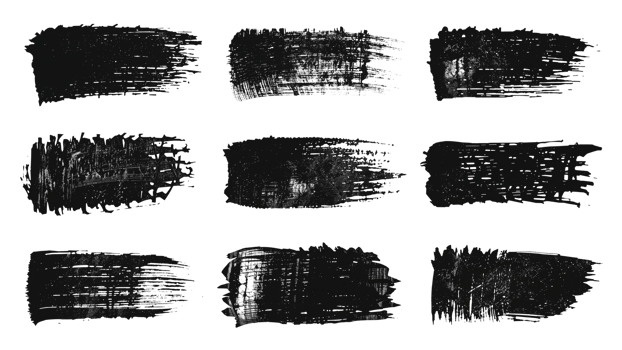 Assorted paint strokes, grunge textured smears with artistic isolated transparent effect png