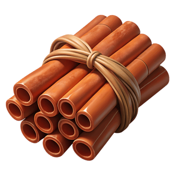 Bundle of cinnamon sticks tied with twine isolated on transparent background png