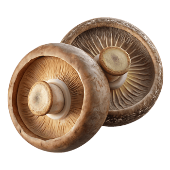 Two saffron milk cap mushrooms underside isolated on transparent background png