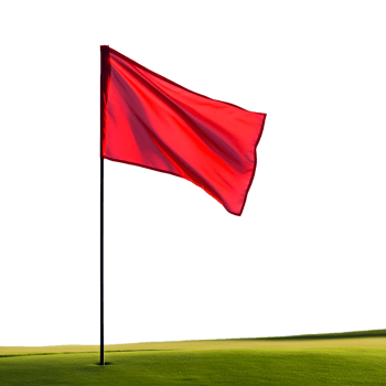 Red Golf Flag on Green Course Windy Day, png