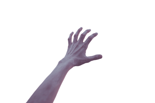 Surreal hand reaching toward the sky in a vintage artistic representation png