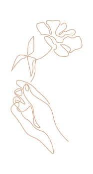Drawing of hand continuous line art Flat Illustration vector