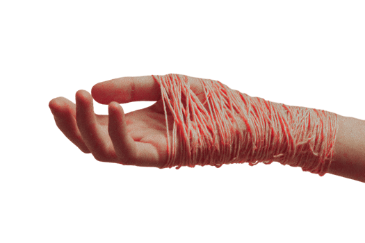 Hand wrapped in string creates a surreal dreamcore aesthetic experience png