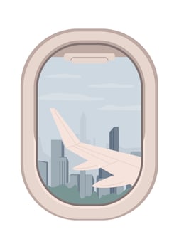 Cityscape from airplane window vector