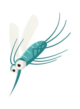 Small flying mosquito character Flat Illustration vector