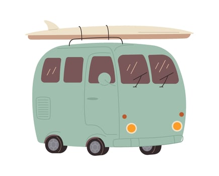 Travel bus with surfboard vector