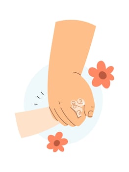 Adult holding small child hand Illustration vector