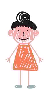Children drawing family member by pencil vector