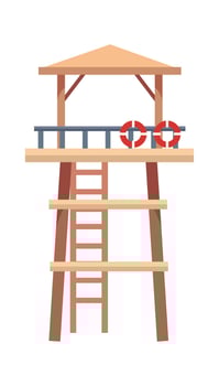 Wooden lifeguard station with stairs vector
