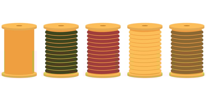 Set of Colorful Thread Spools. Crafting Yarn Bobbins. Assortment of Sewn or Knitted Threads vector