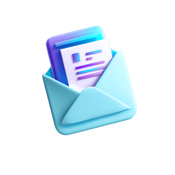 3D Rendered Email Envelope with Letter on Transparent Background png