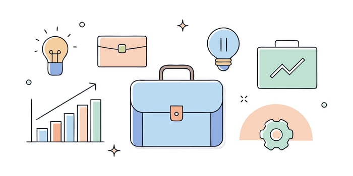 Office Tools and Business Growth Icon Set vector