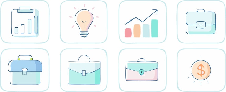 Minimal Business and Finance Icons in Soft Colors vector