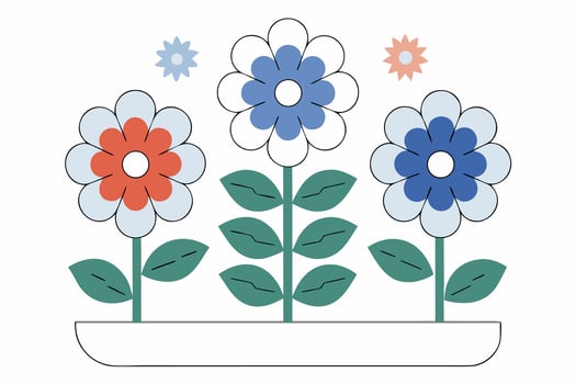 A flower pot with three flowers in it vector