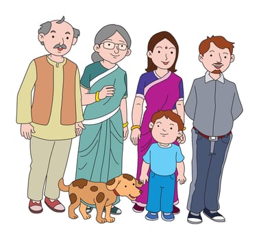 A dog standing with a family vector
