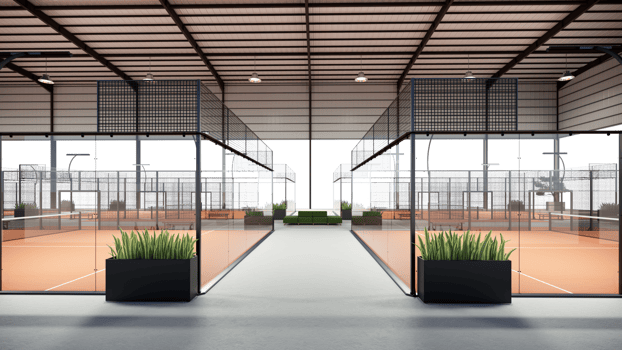Empty Sports field court to play padel with terracotta color png