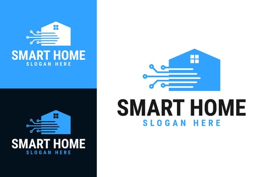 Circuit with house for smart house logo design template illustration vector