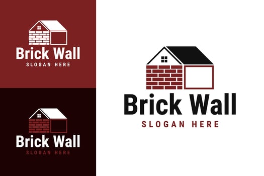 Brick wall house logo design template symbol illustration vector