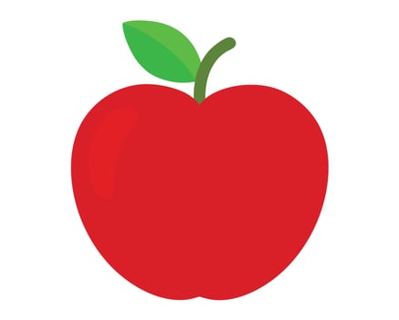 A Vibrant Red Apple with Green Leaf Isolated on White Background A Fresh, Simple, and Delightful Image vector