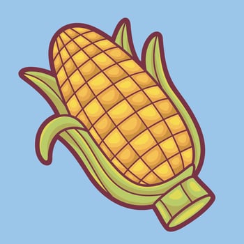 outlined Cartoon Corn on the Cob Illustration vector