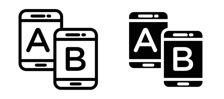 A B testing icon collection line and flat style. modern concept, outline style, black color vector