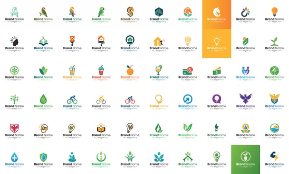 Collection of brand logos and icons vector