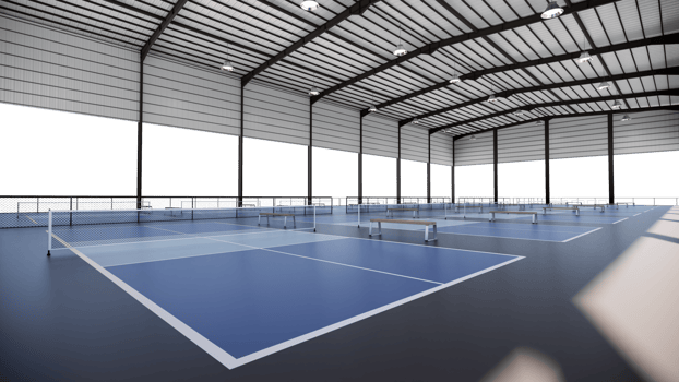 Wide angle view pickleball tennis courts png