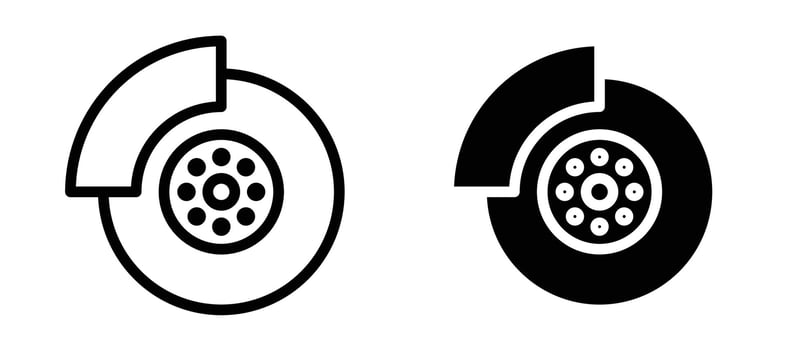 Disk brake icon collection line and flat style. modern concept, outline style, black color vector