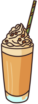 Iced Coffee with Whipped Cream and Chocolate Drizzle png
