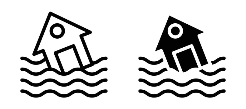 Flood icon collection line and flat style. modern concept, outline style, black color vector