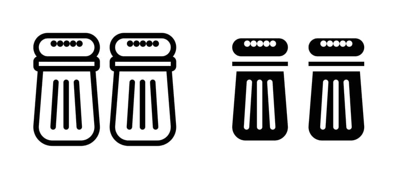 Salt and pepper shakers icon collection line and flat style. modern concept, outline style, black color vector