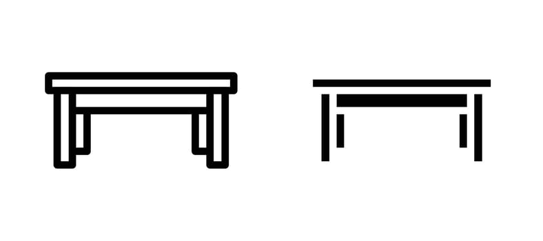 Table icon collection line and flat style. modern concept, outline style, black color vector