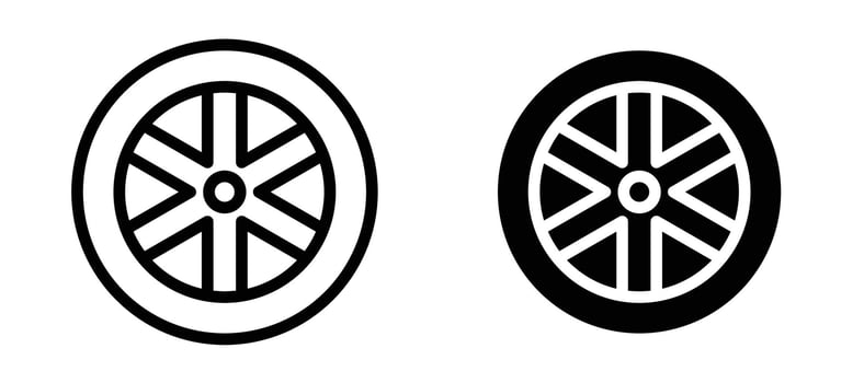 Tyre icon collection line and flat style. modern concept, outline style, black color vector