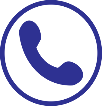 Blue Phone Icon Inside a Circular Outline for Communication Concepts. png
