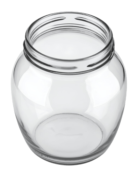 Round open clear glass jar without lid for kitchen or craft storage on isolated background png