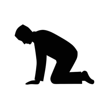 Man kneeling and looking down vector