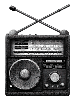 Vintage Radio With Antennas In Retro Engraving. Analog Audio Device Illustration Isolated On Transparent Background png