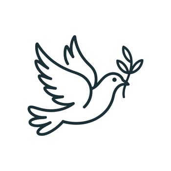 Dove with Olive Branch Icon Symbolizing Peace, Hope, Harmony, and New Beginnings for Global Unity and Understanding vector