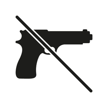 No Guns Allowed Solid Icon. Firearm Prohibition, Safety, And Security Silhouette Symbol. Gun-Free Zone, Weapon Restriction. Isolated Illustration vector