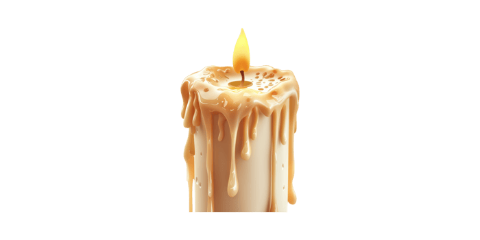 Melting Candle With Dripping Wax And Flame. Symbol Of Relaxation And Ambiance Isolated On Transparent Background png
