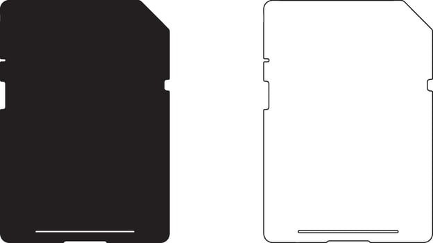 Flat Memory Card Silhouette Logo On White Background For Data Storage vector